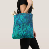 Tote Bag Texture marbre pierre look bleu turquoise turquois (De près)