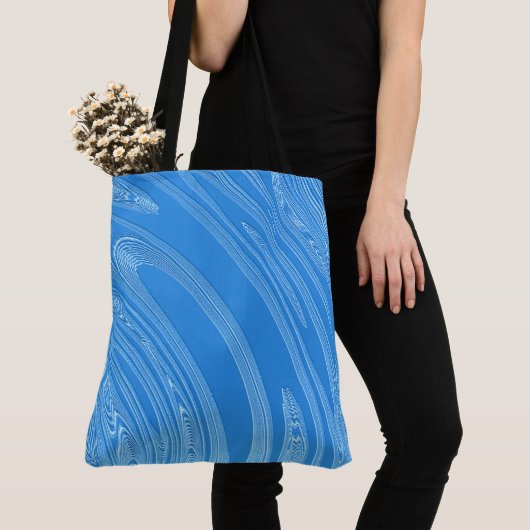 Tote Bag texture métallique bleue abstraite (De près)