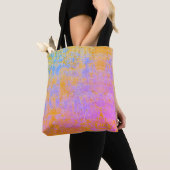 Tote Bag texture peinte dans des couleurs de coucher de sol (De près)