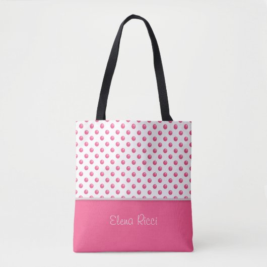 Tote Bag Texture rose de pois abstrait. Texte (Devant)