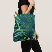 Tote Bag Texture tonique à feuille de palme striée (De près)