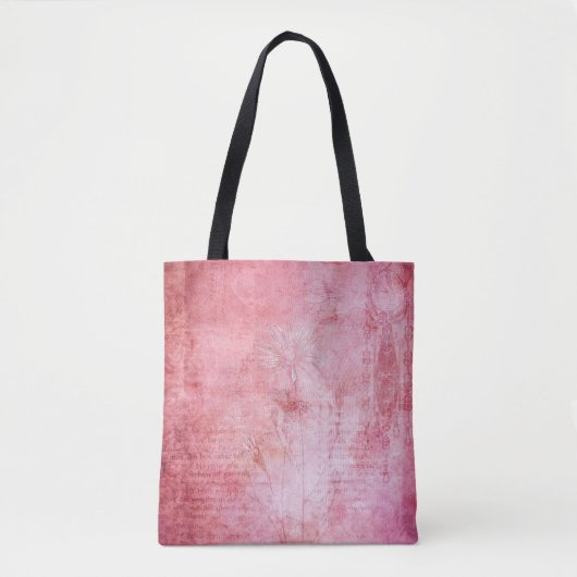 Tote Bag Texture vintage scrapbook rose (Devant)