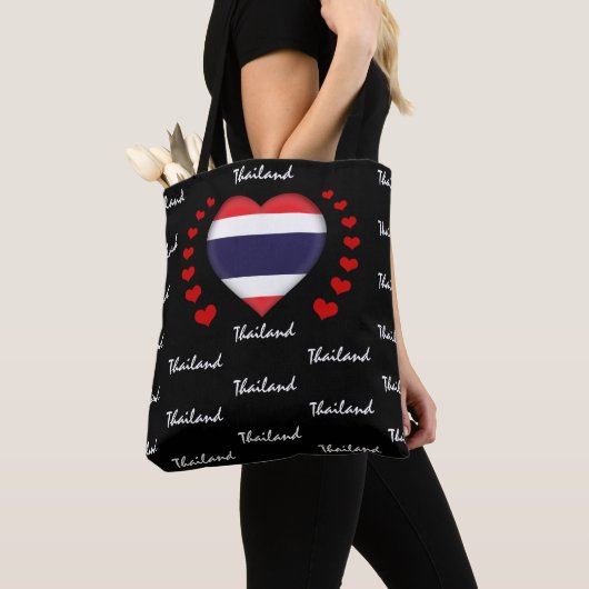 Tote Bag Thailand Flag & Heart, mode/sport Thai Flag (De près)