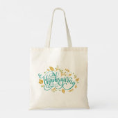 Tote Bag Thanksgiving Décoratif Calligraphie Feuilles d'aut (Dos)