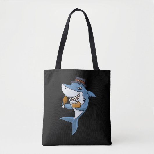 Tote Bag Thanksgiving Shark Gift Citrouille Pie Thanksgivin (Devant)