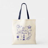 Tote Bag That's Amore Cute Blue Coquette Bow Italian Summer (Dos)