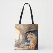 Tote Bag Thé à boire à la chatte orange (Devant)