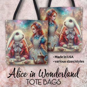 Tote Bag Thé coloré joli Alice au pays des merveilles lapin