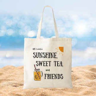 Tote Bag Thé doux et soleil et amis Fourre-tout