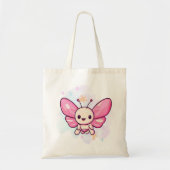 TOTE BAG THE PINK BUTTERFLY DESIGN IS A SYMBOL OF HOPE. (Devant)