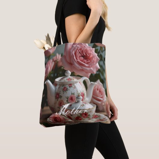 Tote Bag Thé Rose de chou rose (De près)