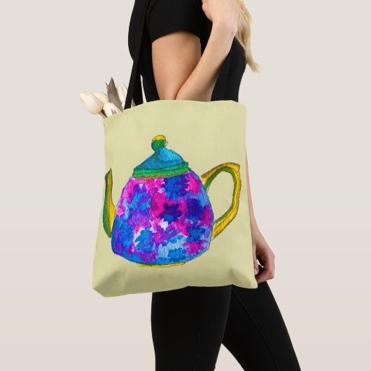Tote Bag Théière à aquarelle (De près)