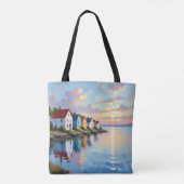 Tote Bag Thème côtier | Maisons de plage sur la baie   (Dos)