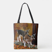 Tote Bag Thème d'automne bébés chèvres (Dos)