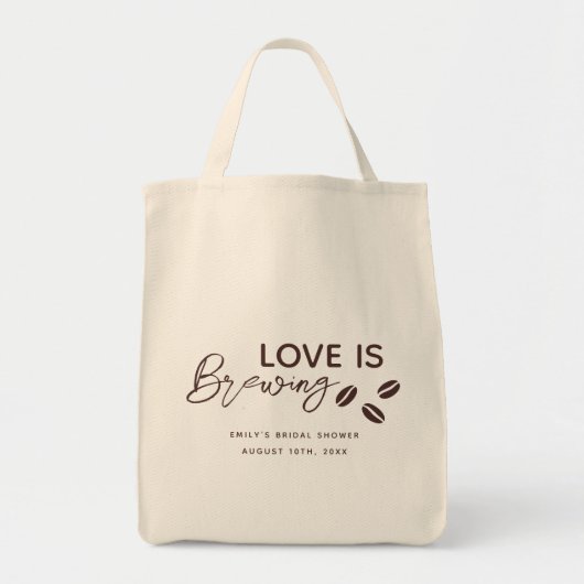 Tote Bag Thème de mariage Love is Brewing Coffee (Devant)