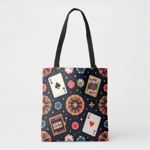 Tote Bag Thème de motif de casino sur fond noir