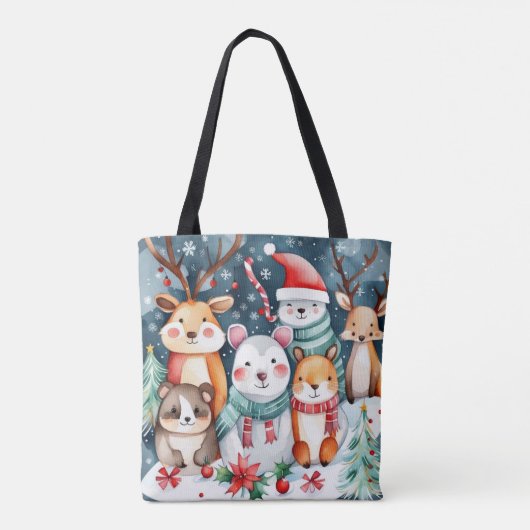 Tote Bag Thème de Noël Animaux mignons (Dos)