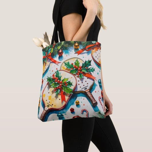 Tote Bag Thème de Noël de Pickleball (De près)