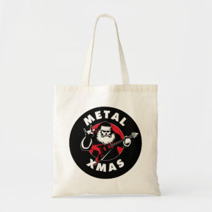 Tote Bag Thème de Noël Métal lourd Santa Claus Guitariste