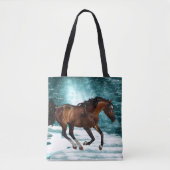 Tote Bag Thème d'hiver Galloping Arabian Horse (Devant)
