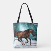 Tote Bag Thème d'hiver Galloping Arabian Horse (Dos)