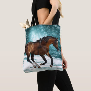 Tote Bag Thème d'hiver Galloping Arabian Horse