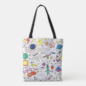 Tote Bag Thème Espace dans l'illustration style doodé (Dos)