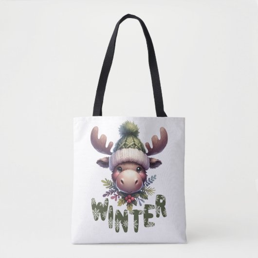 Tote Bag Thème Moose d'hiver (Devant)