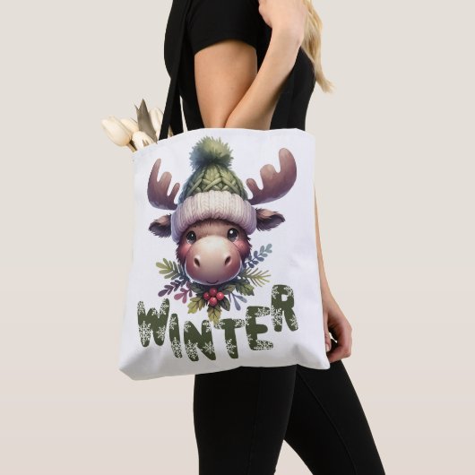 Tote Bag Thème Moose d'hiver (De près)