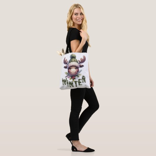Tote Bag Thème Moose d'hiver (Sur le modèle)