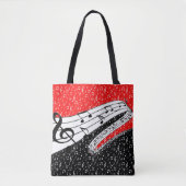 Tote Bag Thème musical rouge et noir (Devant)