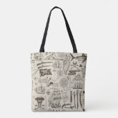 Tote Bag Thème pirate : motif nautique vintage. (Dos)