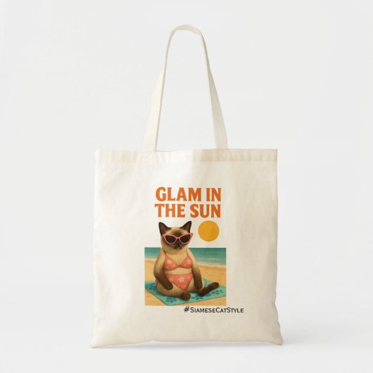 Tote Bag Thème plage pour les amateurs de chats siamois (Devant)