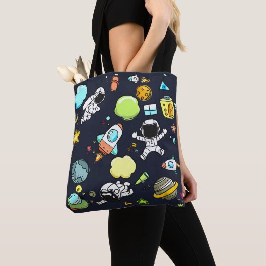 Tote Bag Thème spatial cool - Astronauts & Rocket Ships (De près)