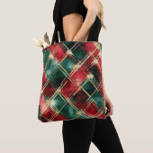 Tote Bag Thème vacances de Noël rouge et or (De près)