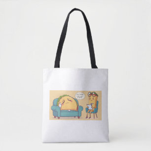 Tote Bag Thérapie Mardi Taco - Drôle Drôle Cartoon Food Art
