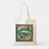 Tote Bag thon sur timbre postal design vintage (Dos)