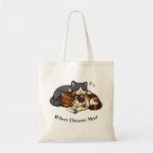 Tote Bag Three Cats Where Dreams Meet (Devant)