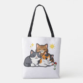 Tote Bag Three Cute Cats Friendship (Dos)