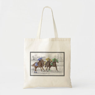 Tote Bag Three Horse Race - Neck and Neck