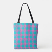 Tote Bag Thyroid Cancer Awareness Plaid Teal Ribbon (Dos)