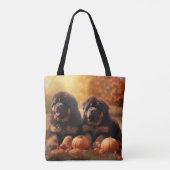 Tote Bag Tibétain Mastiff Chiot Automne Citrouille délice (Dos)