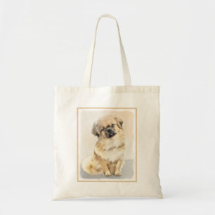 Tote Bag Tibetan Spaniel Painting - Cute Original Dog Art