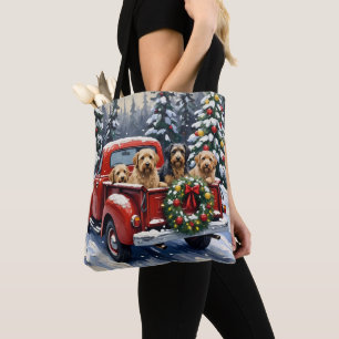 Tote Bag Tibetan Terrier Noël Camion Rouge Fêtes