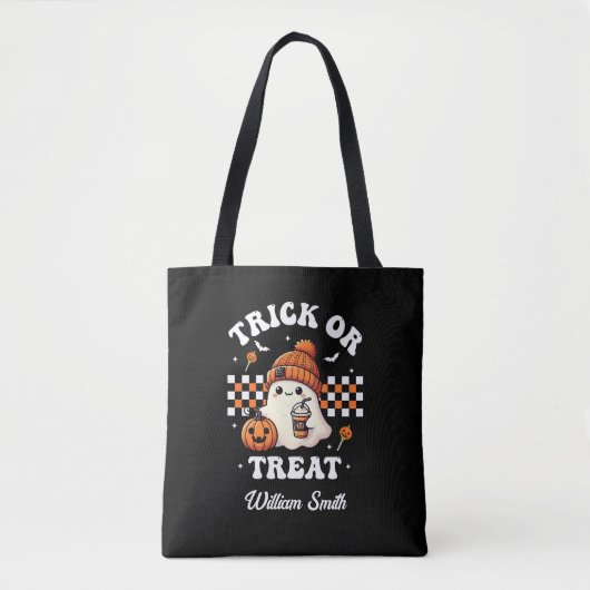 Tote Bag Tic ou traitement personnalisé Ghost Halloween (Devant)