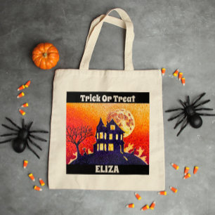 Tote Bag Ticket Halloween personnalisé ou traitement Maison