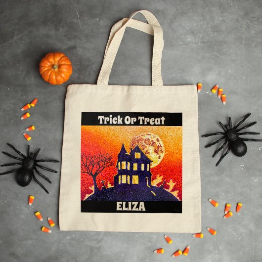 Tote Bag Ticket Halloween personnalisé ou traitement Maison