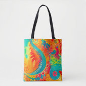 Tote Bag Tie Dye Boho Hippy 60s Paix (Devant)