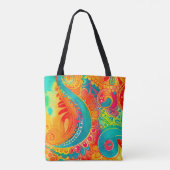 Tote Bag Tie Dye Boho Hippy 60s Paix (Dos)