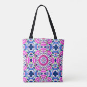 Tote Bag Tie Dye Mandala Motif Denim bleu et rose (Dos)